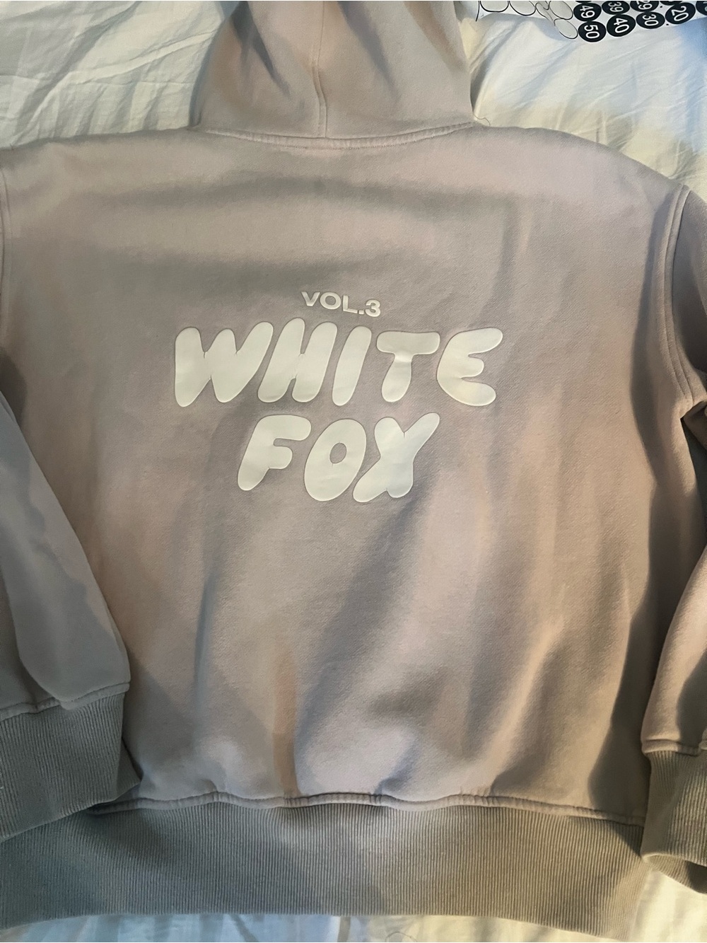 White Fox Vol. 3 Oversized Hoodie Sweatshirt Gray Size S/M
